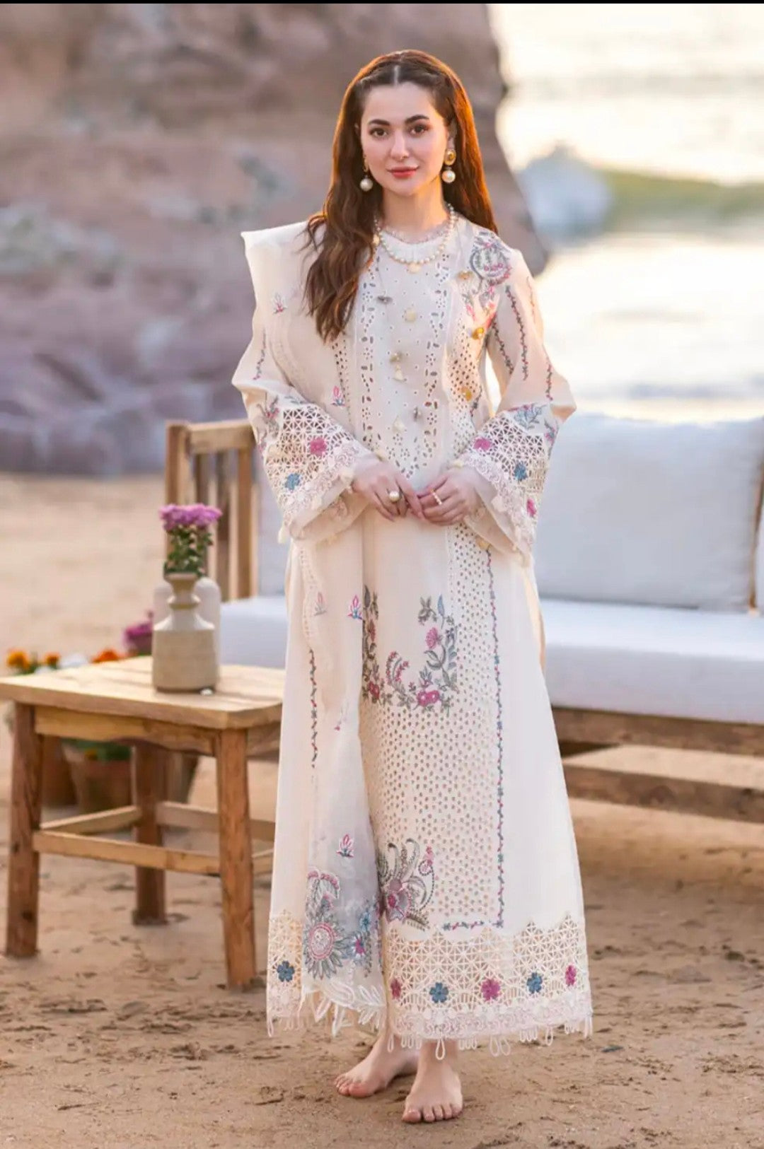 Qalamkar lawn unstitched chicken Kari embroidered
