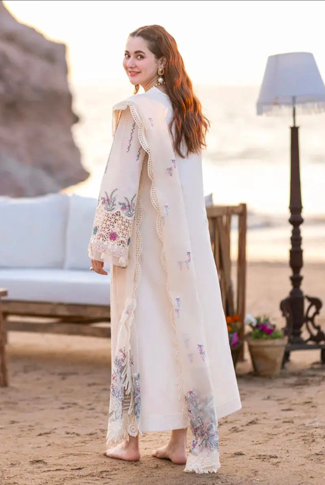 Qalamkar lawn unstitched chicken Kari embroidered