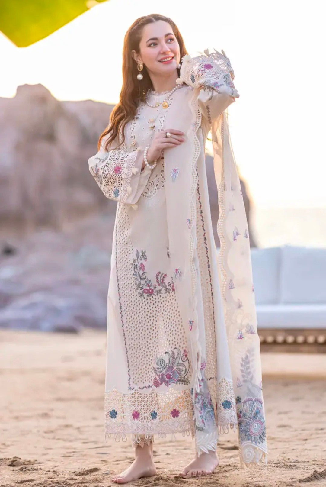 Qalamkar lawn unstitched chicken Kari embroidered
